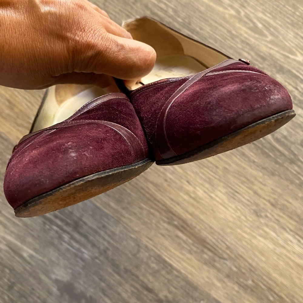 Vintage Burgundy Wine Suede Leather High Heel Pumps - Picture 7 of 14